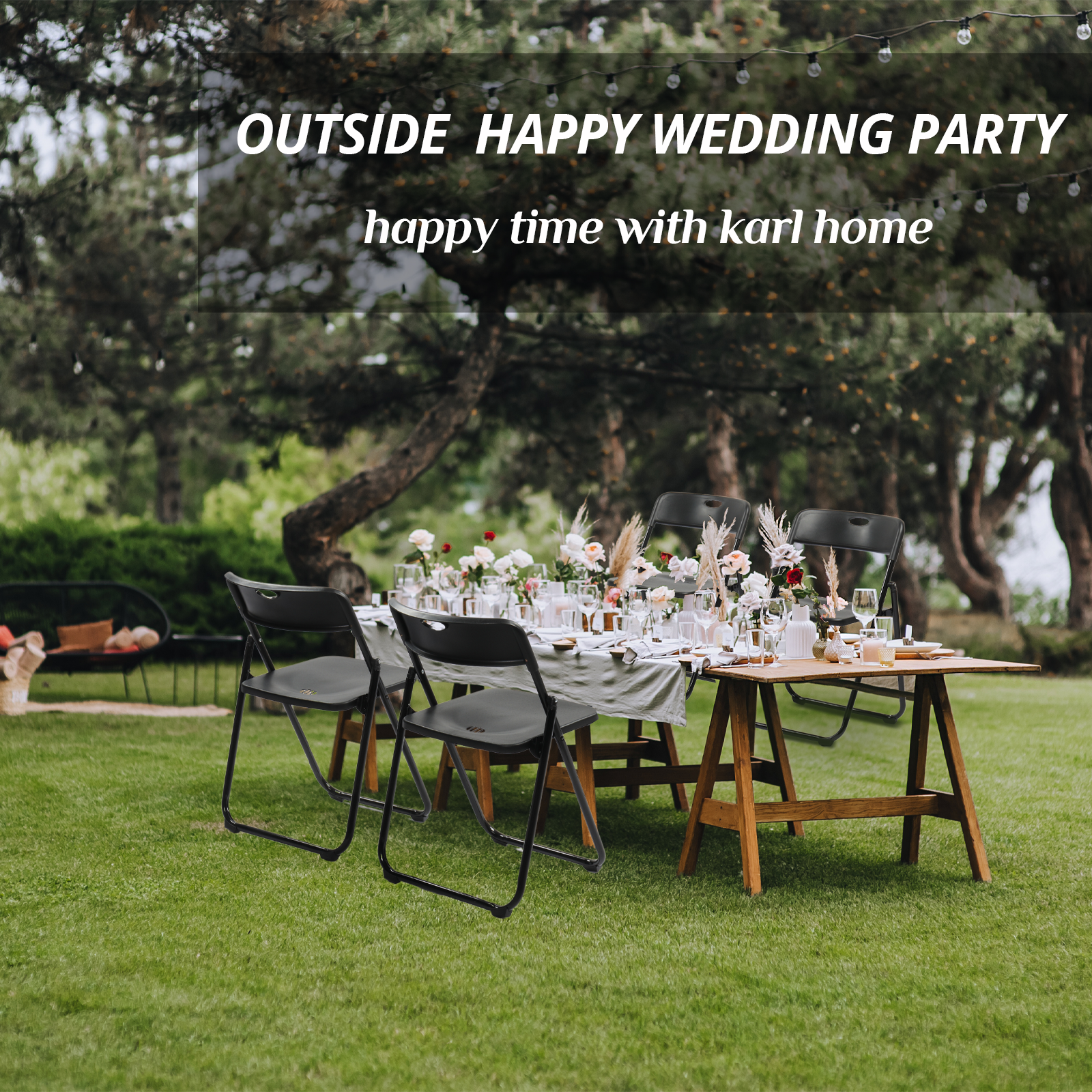HAOYYE 4 Pack Plastic Folding Chairs, Stackable Commercial Chairs, Portable Event Seats Indoor Outdoor for Home Event Party Picnic School Wedding, Black soft cozy warm flannel fleece home decor