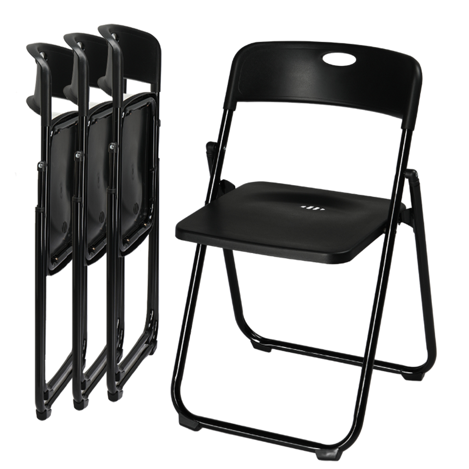 HAOYYE 4 Pack Plastic Folding Chairs, Stackable Commercial Chairs, Portable Event Seats Indoor Outdoor for Home Event Party Picnic School Wedding, Black soft cozy warm flannel fleece home decor