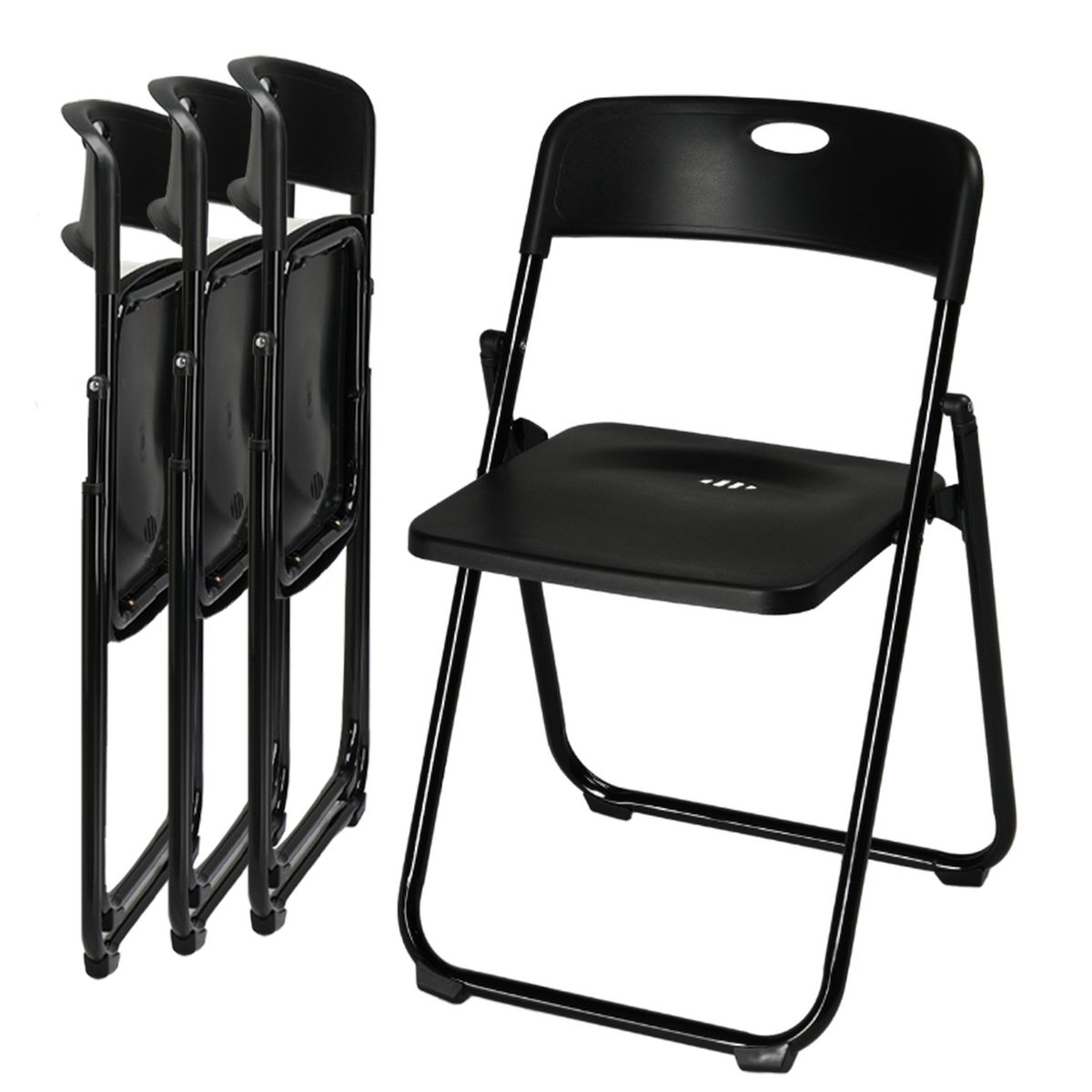 HAOYYE 4 Pack Plastic Folding Chairs, Stackable Commercial Chairs, Portable Event Seats Indoor Outdoor for Home Event Party Picnic School Wedding, Black soft cozy warm flannel fleece home decor