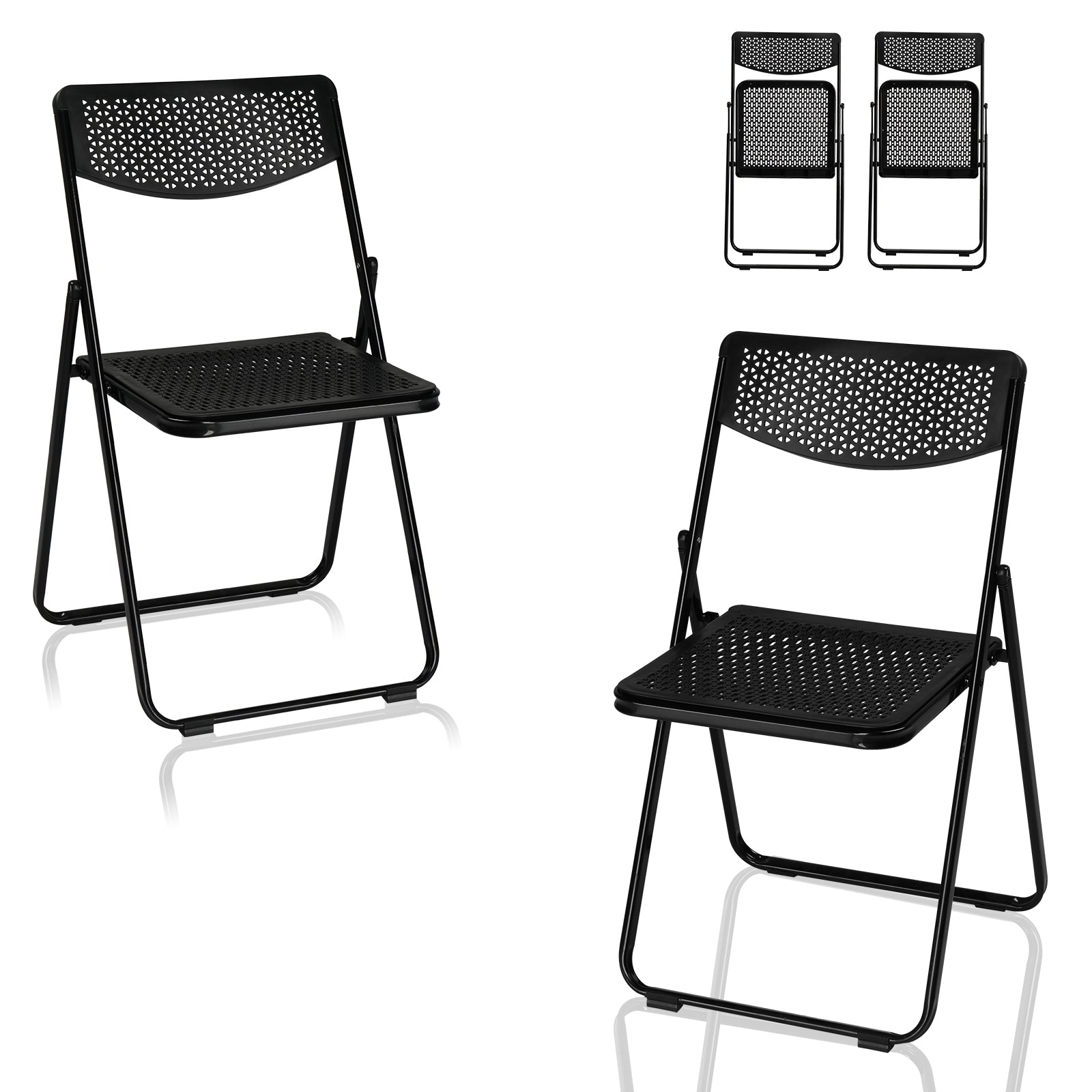HAOYYE 4 Pack Plastic Folding Chairs, Lightweight Stackable Commercial Chairs, Portable Event Seats Indoor Outdoor for Home Event Party Picnic School Wedding, Black soft cozy warm flannel fleece home