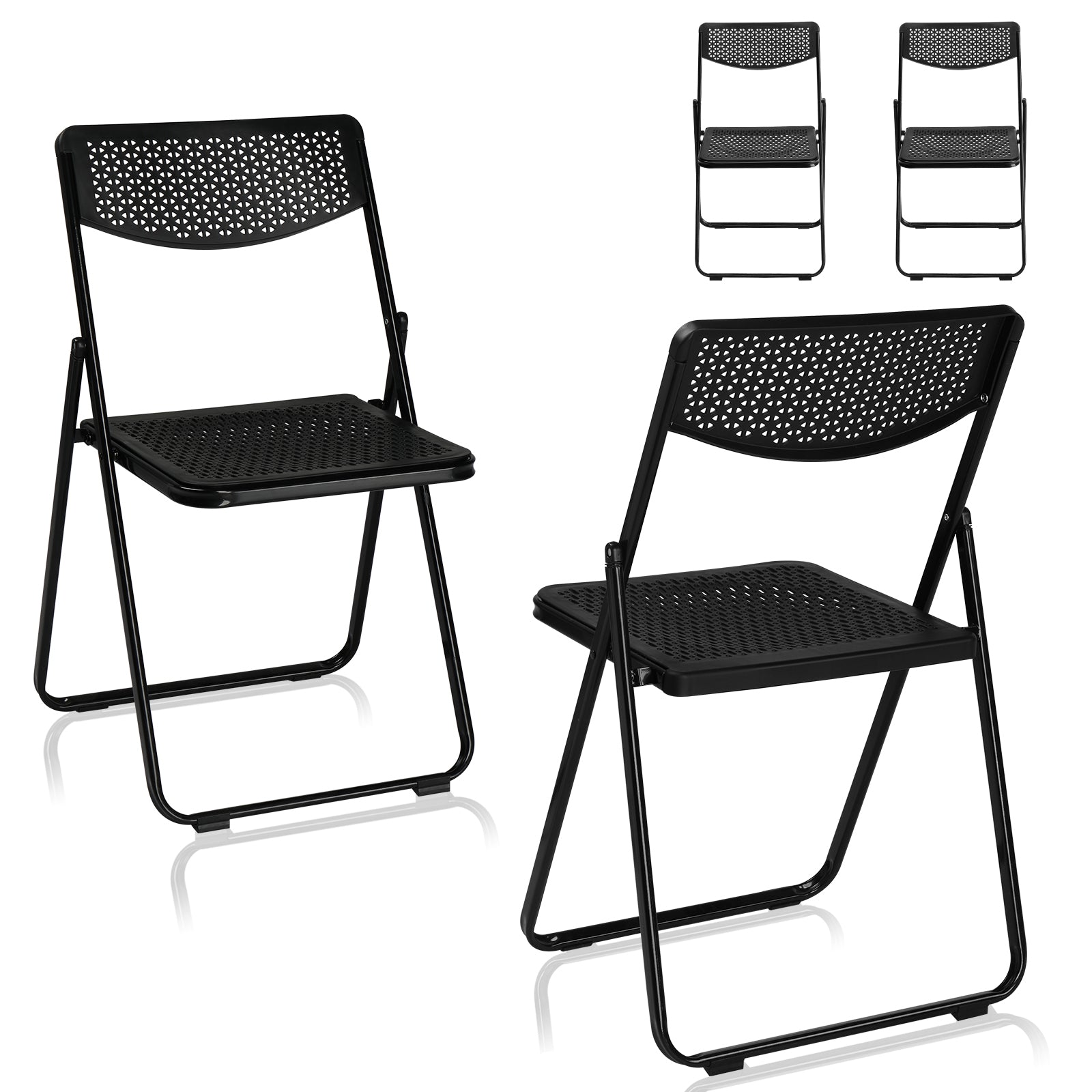 HAOYYE 4 Pack Plastic Folding Chairs, Lightweight Stackable Commercial Chairs, Portable Event Seats Indoor Outdoor for Home Event Party Picnic School Wedding, Black soft cozy warm flannel fleece home