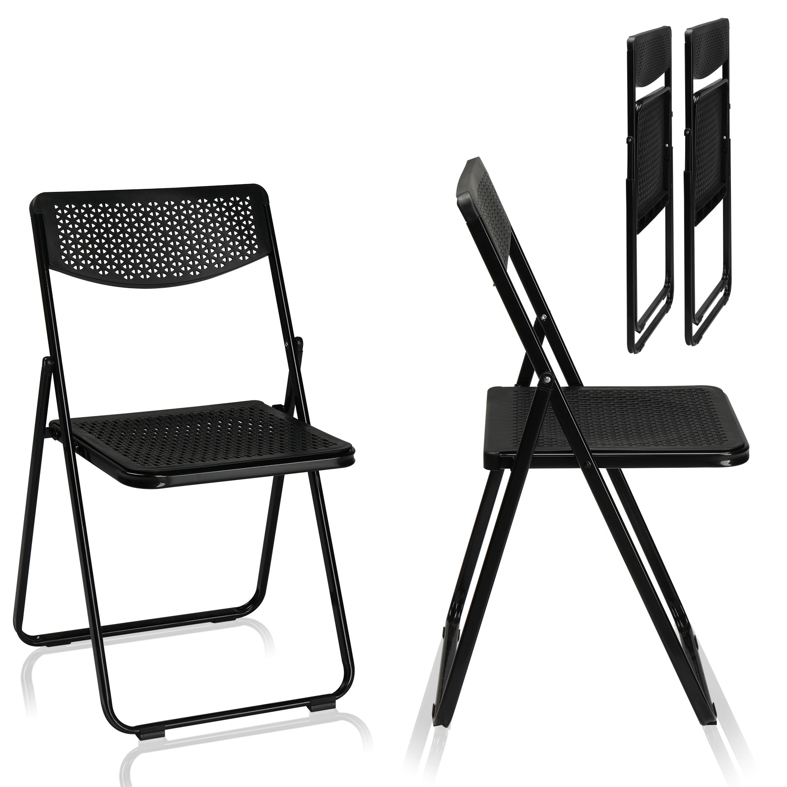 HAOYYE 4 Pack Plastic Folding Chairs, Lightweight Stackable Commercial Chairs, Portable Event Seats Indoor Outdoor for Home Event Party Picnic School Wedding, Black soft cozy warm flannel fleece home