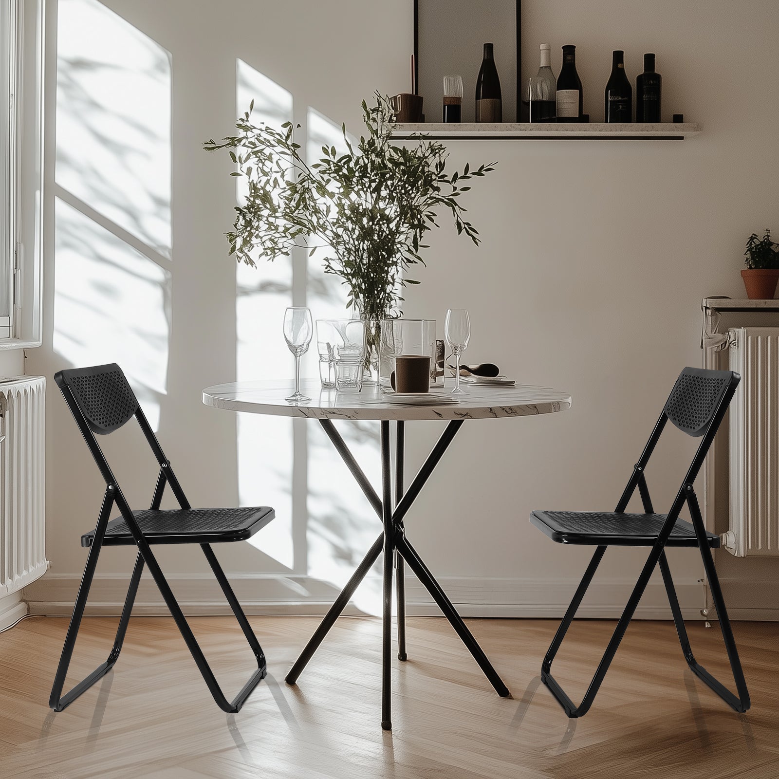 HAOYYE 4 Pack Plastic Folding Chairs, Lightweight Stackable Commercial Chairs, Portable Event Seats Indoor Outdoor for Home Event Party Picnic School Wedding, Black soft cozy warm flannel fleece home