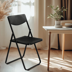 HAOYYE 4 Pack Plastic Folding Chairs, Lightweight Stackable Commercial Chairs, Portable Event Seats Indoor Outdoor for Home Event Party Picnic School Wedding, Black soft cozy warm flannel fleece home