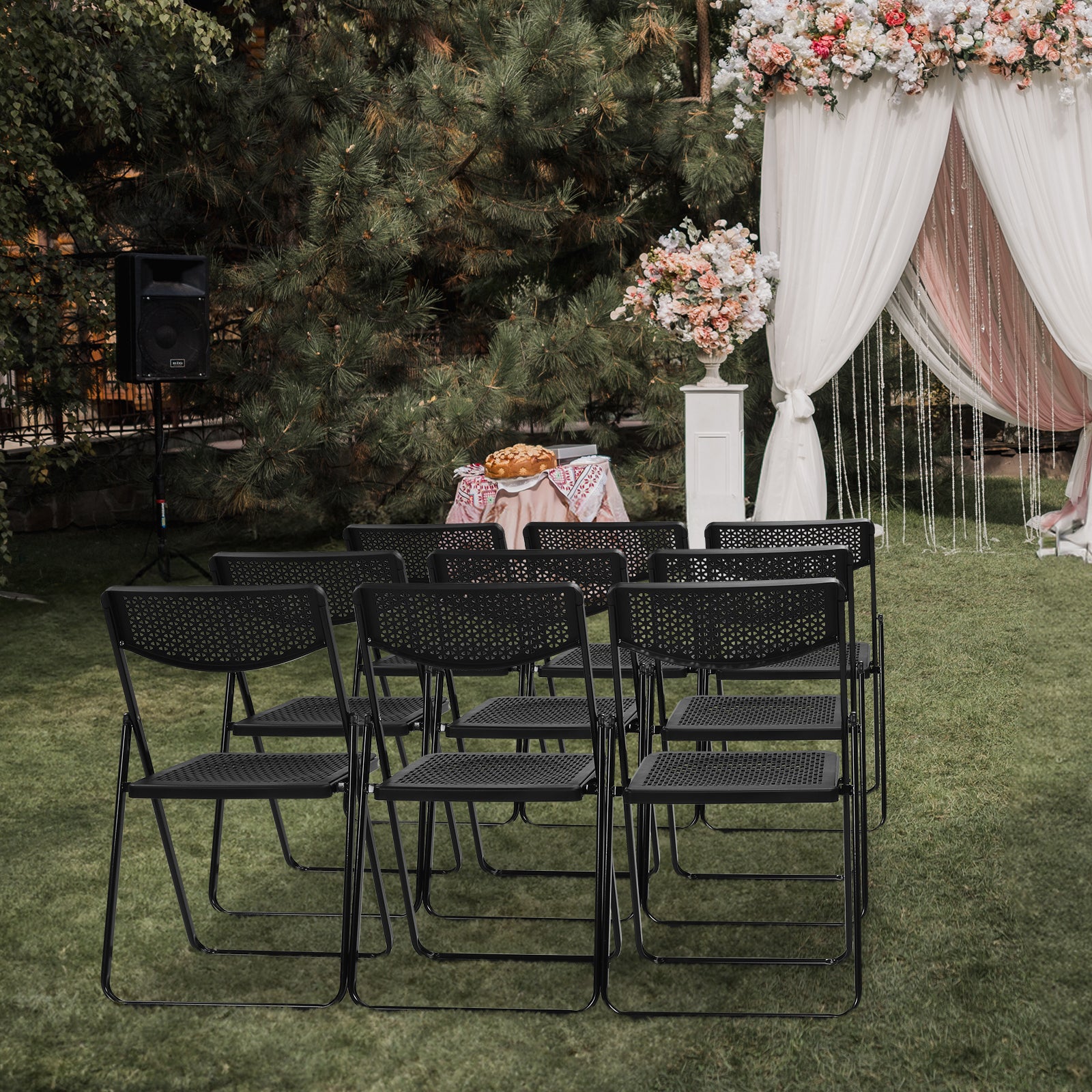 HAOYYE 4 Pack Plastic Folding Chairs, Lightweight Stackable Commercial Chairs, Portable Event Seats Indoor Outdoor for Home Event Party Picnic School Wedding, Black soft cozy warm flannel fleece home