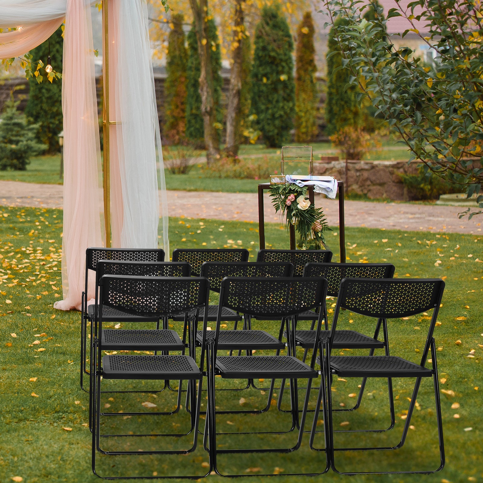 HAOYYE 4 Pack Plastic Folding Chairs, Lightweight Stackable Commercial Chairs, Portable Event Seats Indoor Outdoor for Home Event Party Picnic School Wedding, Black soft cozy warm flannel fleece home