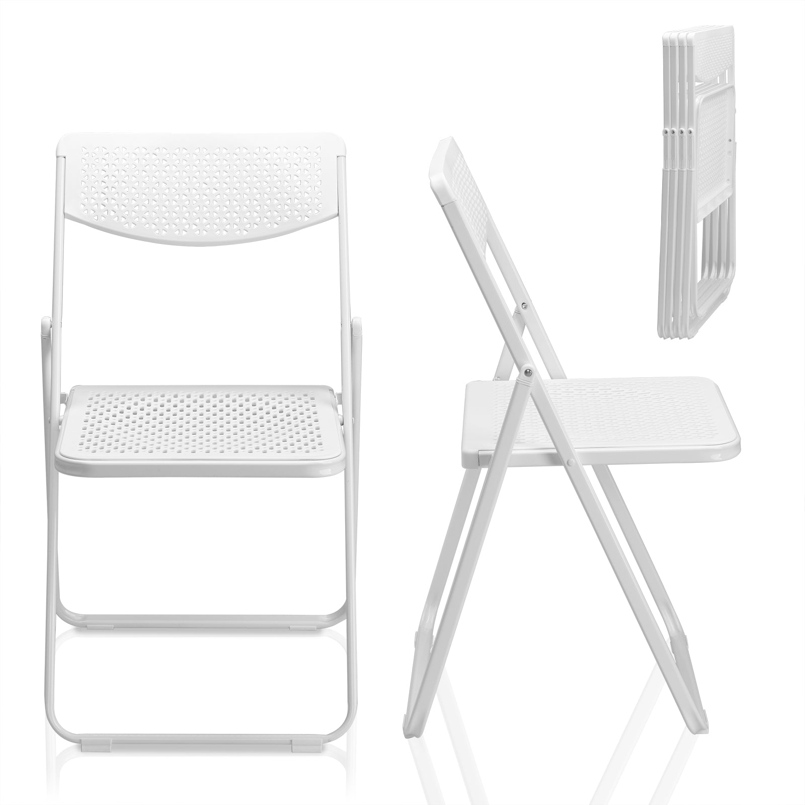 HAOYYE 6 Pack Plastic Folding Chairs, Lightweight Stackable Commercial Chairs, Portable Event Seats for Indoor and Outdoor Use, Perfect for Home, Party, Picnic, School, Wedding, White with Soft Cozy Warm Flannel Fleece Upholstery, Durable and Comfortable