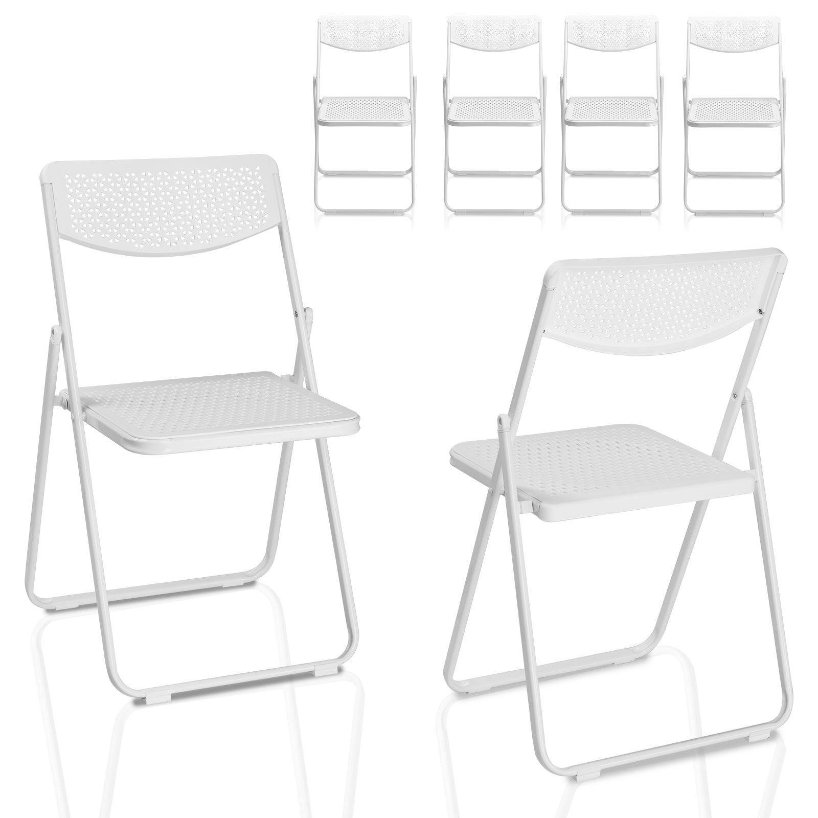 HAOYYE 6 Pack Plastic Folding Chairs, Lightweight Stackable Commercial Chairs, Portable Event Seats for Indoor and Outdoor Use, Perfect for Home, Party, Picnic, School, Wedding, White with Soft Cozy Warm Flannel Fleece Upholstery, Durable and Comfortable