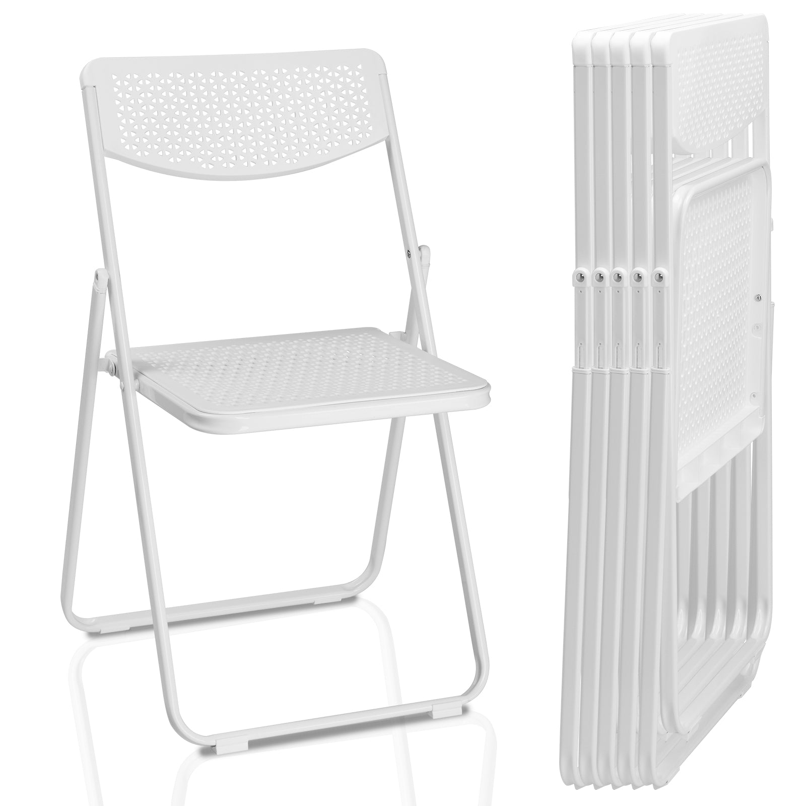 HAOYYE 6 Pack Plastic Folding Chairs, Lightweight Stackable Commercial Chairs, Portable Event Seats for Indoor and Outdoor Use, Perfect for Home, Party, Picnic, School, Wedding, White with Soft Cozy Warm Flannel Fleece Upholstery, Durable and Comfortable