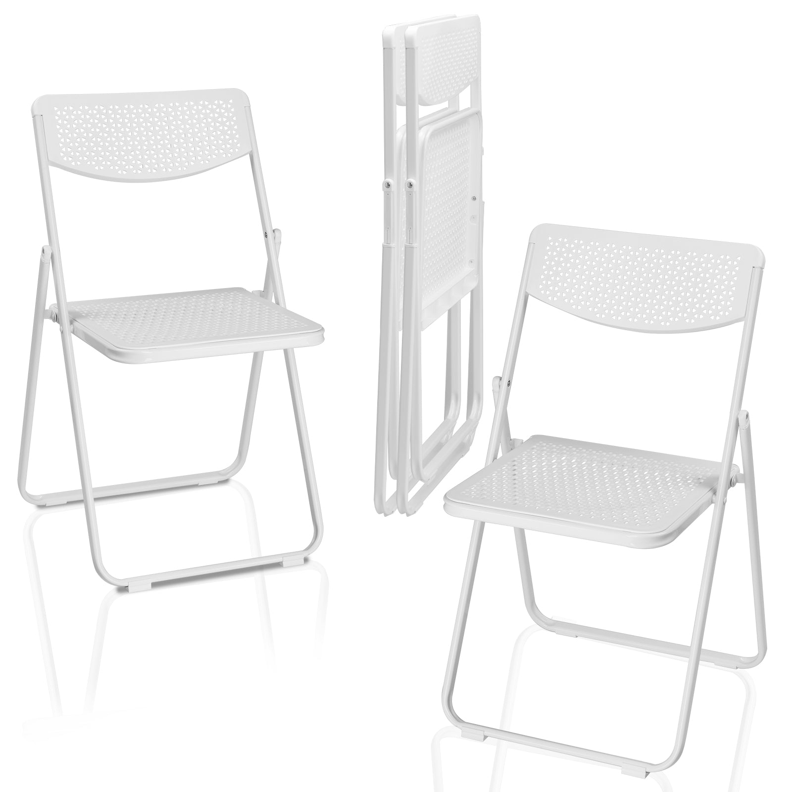 HAOYYE 4 Pack Plastic Folding Chairs, Lightweight Stackable Commercial Chairs, Portable Event Seats Indoor Outdoor for Home Event Party Picnic School Wedding, White soft cozy warm flannel fleece home