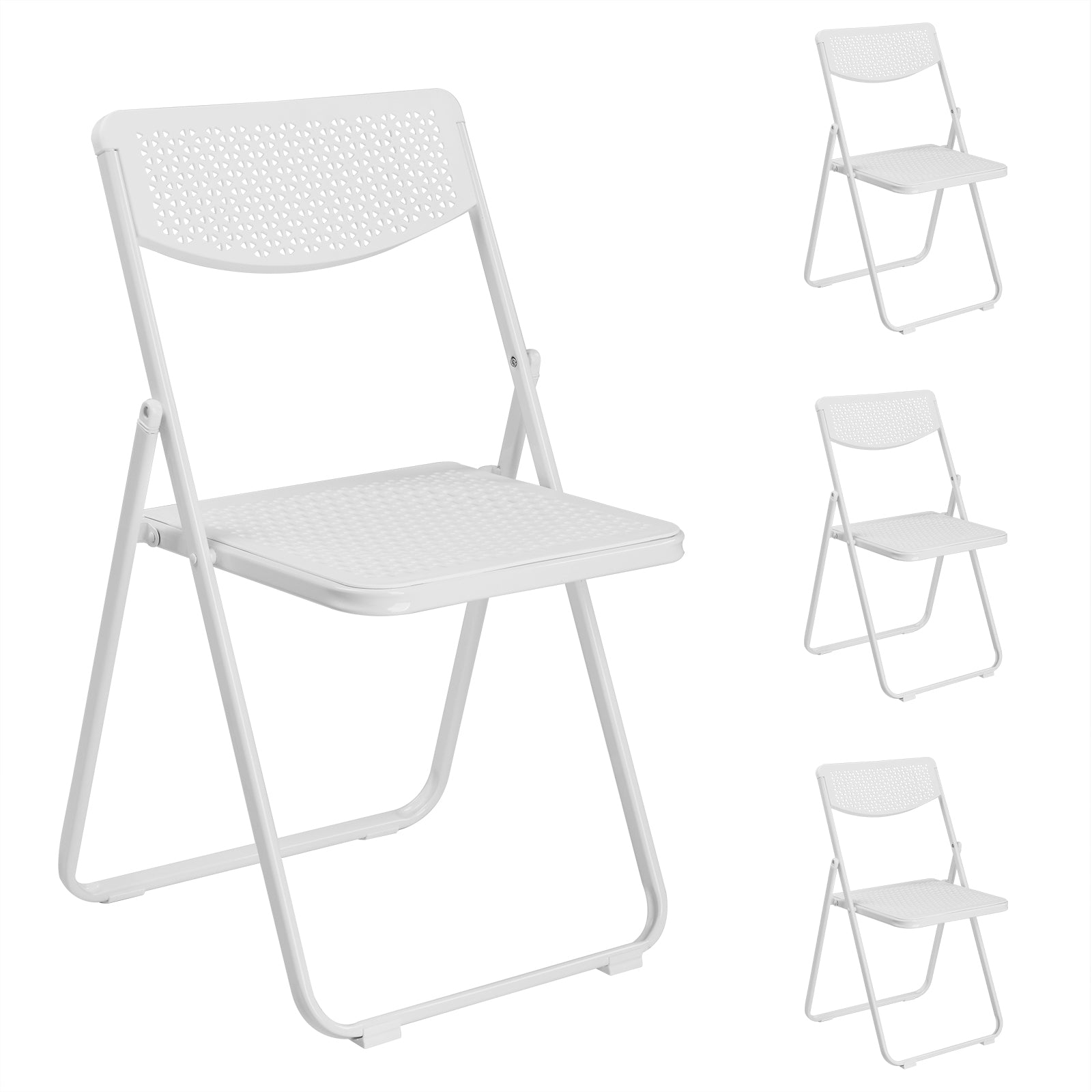 HAOYYE 4 Pack Plastic Folding Chairs, Lightweight Stackable Commercial Chairs, Portable Event Seats Indoor Outdoor for Home Event Party Picnic School Wedding, White soft cozy warm flannel fleece home