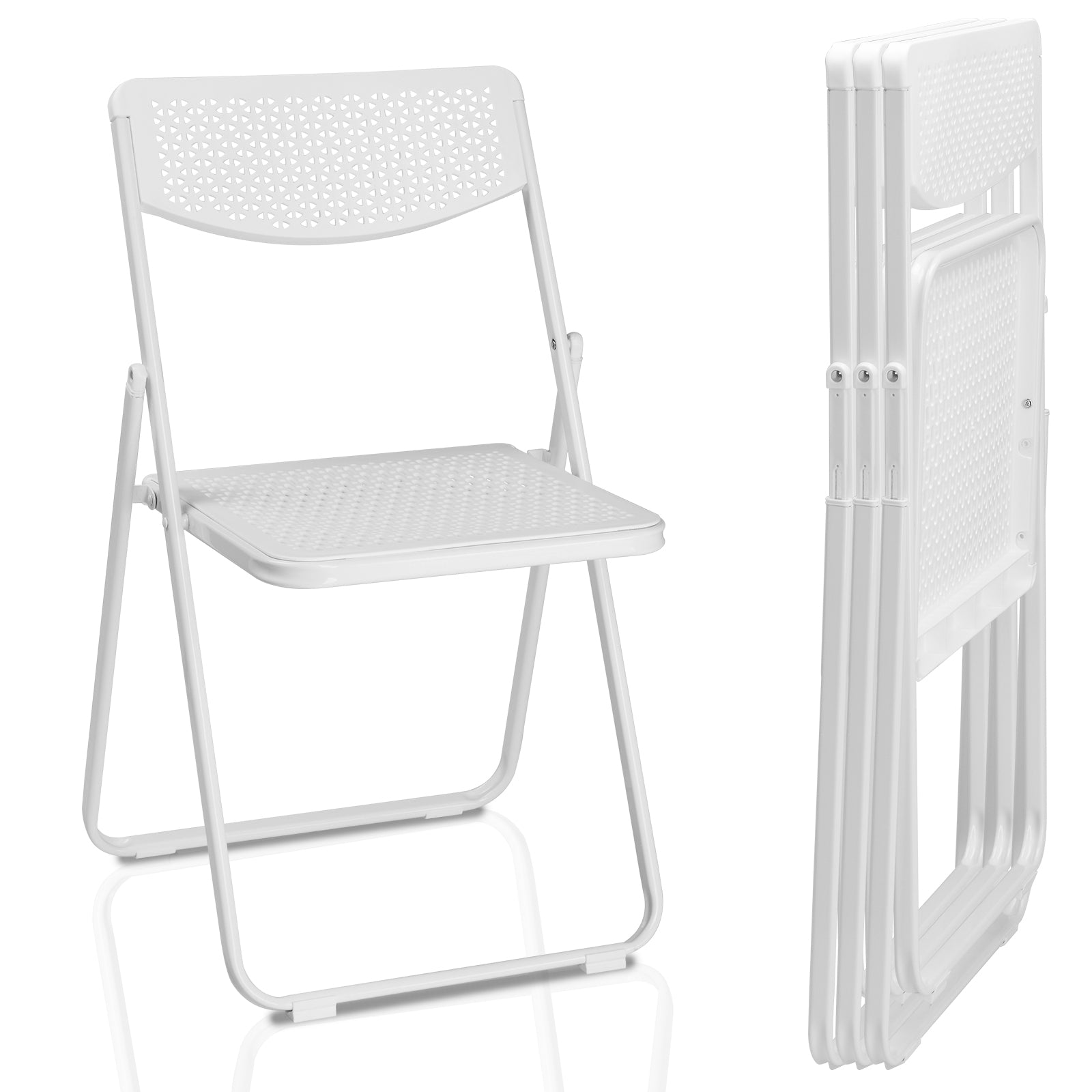 HAOYYE 4 Pack Plastic Folding Chairs, Lightweight Stackable Commercial Chairs, Portable Event Seats Indoor Outdoor for Home Event Party Picnic School Wedding, White soft cozy warm flannel fleece home