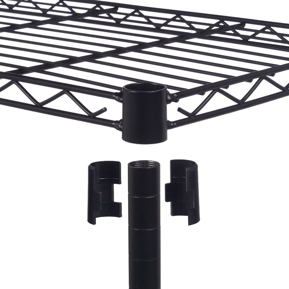 HAOYYE 5-Layer Plastic Coated Iron Storage Shelf, Durable Black Utility Rack, Heavy-Duty Steel Organizer for Home and Office, Space-Saving Shelving Unit with Sturdy Design, Easy Assembly, and Versatile Use