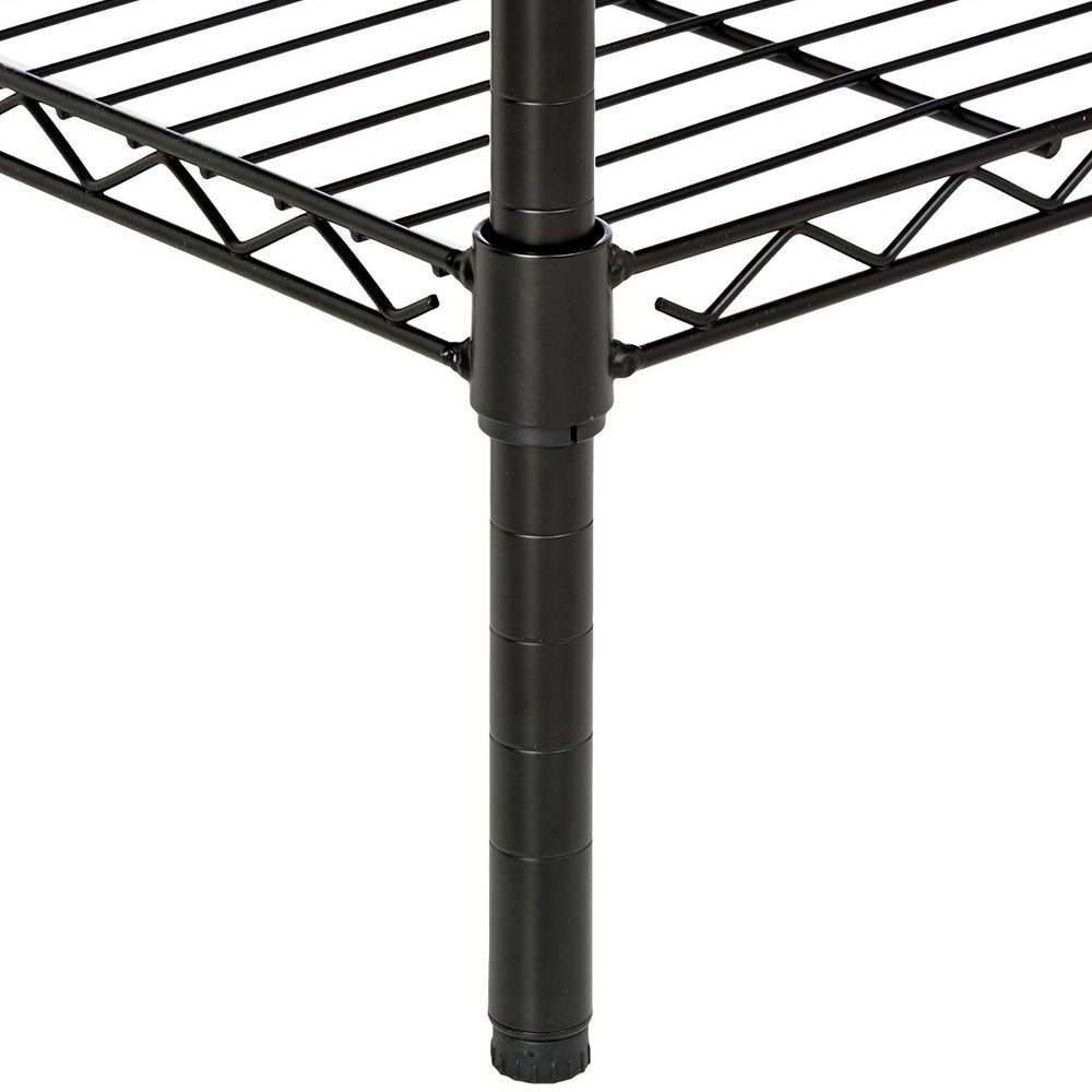 HAOYYE 5-Layer Plastic Coated Iron Storage Shelf, Durable Black Utility Rack, Heavy-Duty Steel Organizer for Home and Office, Space-Saving Shelving Unit with Sturdy Design, Easy Assembly, and Versatile Use