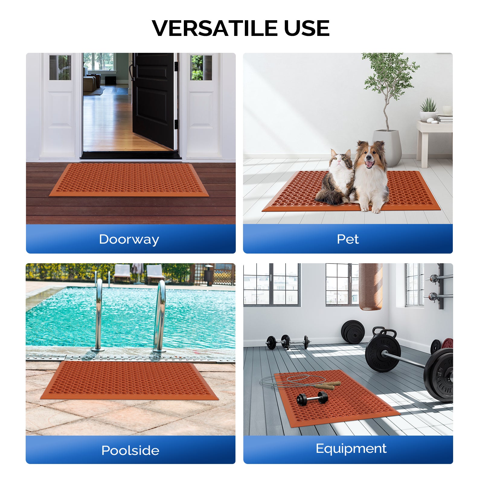 HAOYYE Red Rubber Floor Mat, Durable And Space-Saving Storage Solution, Stylish Modern Design, Premium Quality Versatile Organizer For Home, Office, Bedroom, Or Living Room, Ideal For Easy Maintenance And Neat Organizatio