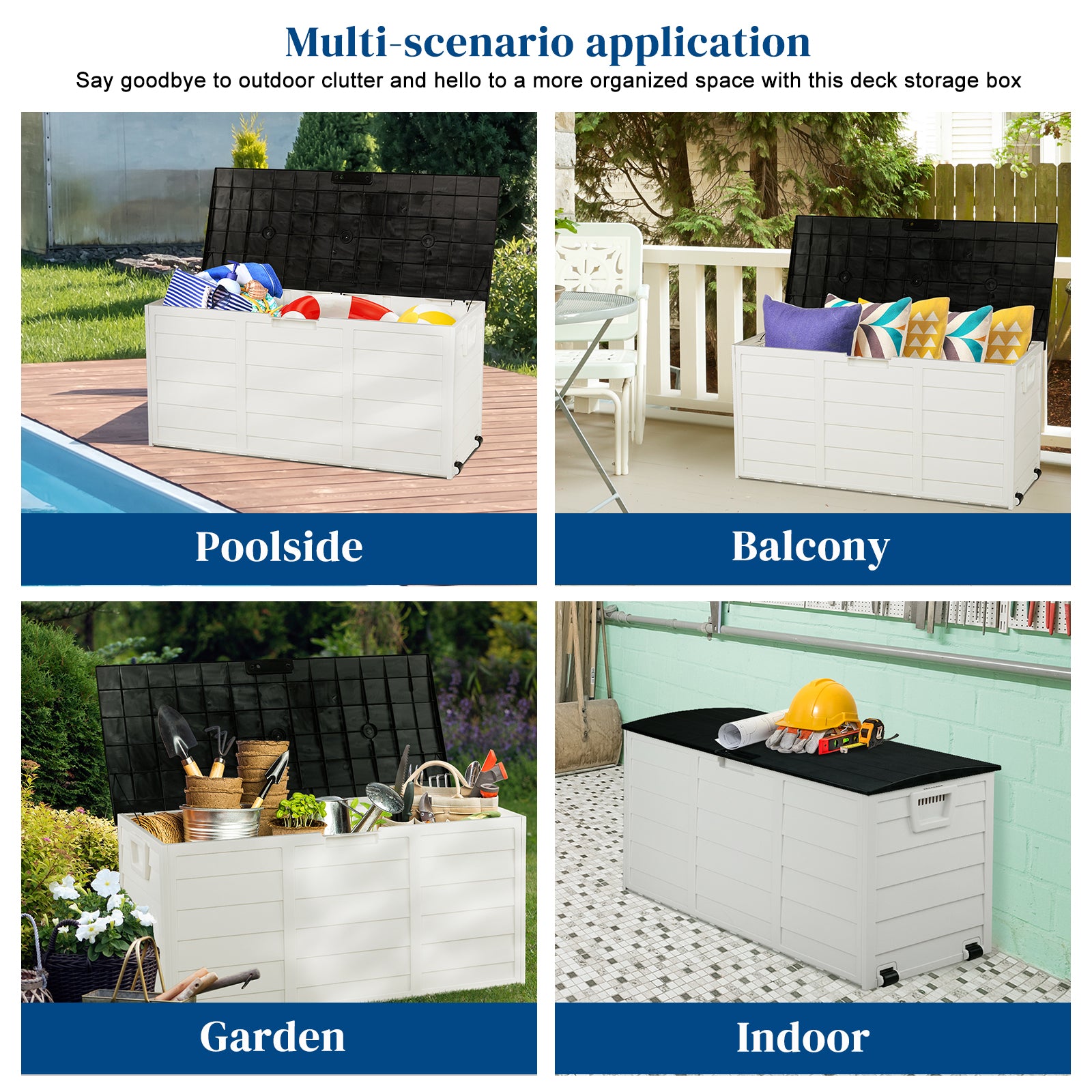 HAOYYE Outdoor PE Wicker Side Table with Storage, Brown Rattan Patio End Table with Lid and Steel Frame, Weatherproof Square Container for Garden Tools, Toys, Furniture Covers, Backyard or Balcony Use