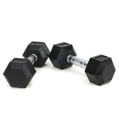 HAOYYE 15LB Dumbbell Pair Rubber Coated Solid Cast Iron Hex Dumbbells with Contoured Chrome Handles Durable Strength Training Free Weights for Home Gym Workout and Muscle Building