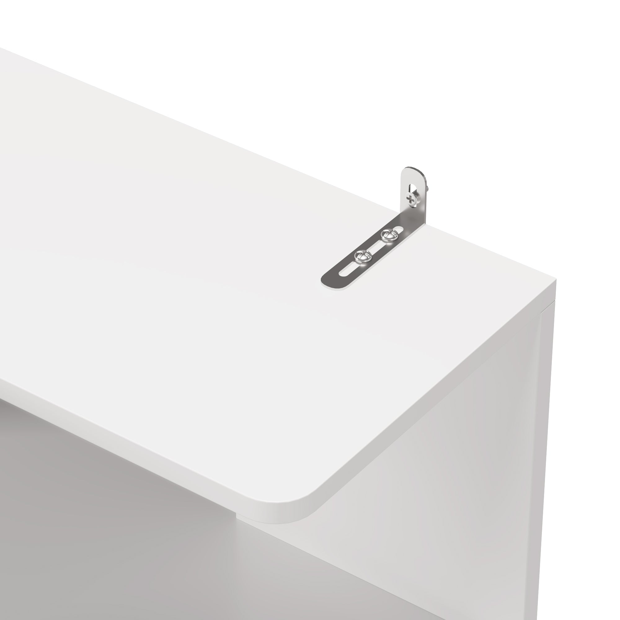 HAOYYE 5-Layer L-Shaped Corner Display Rack with Durable White Particle Board, Modern Space-Saving Storage Shelf for Home and Office, Stylish Multi-Tier Organizer Perfect for Living Room, Bedroom, Kitchen, and Workspace