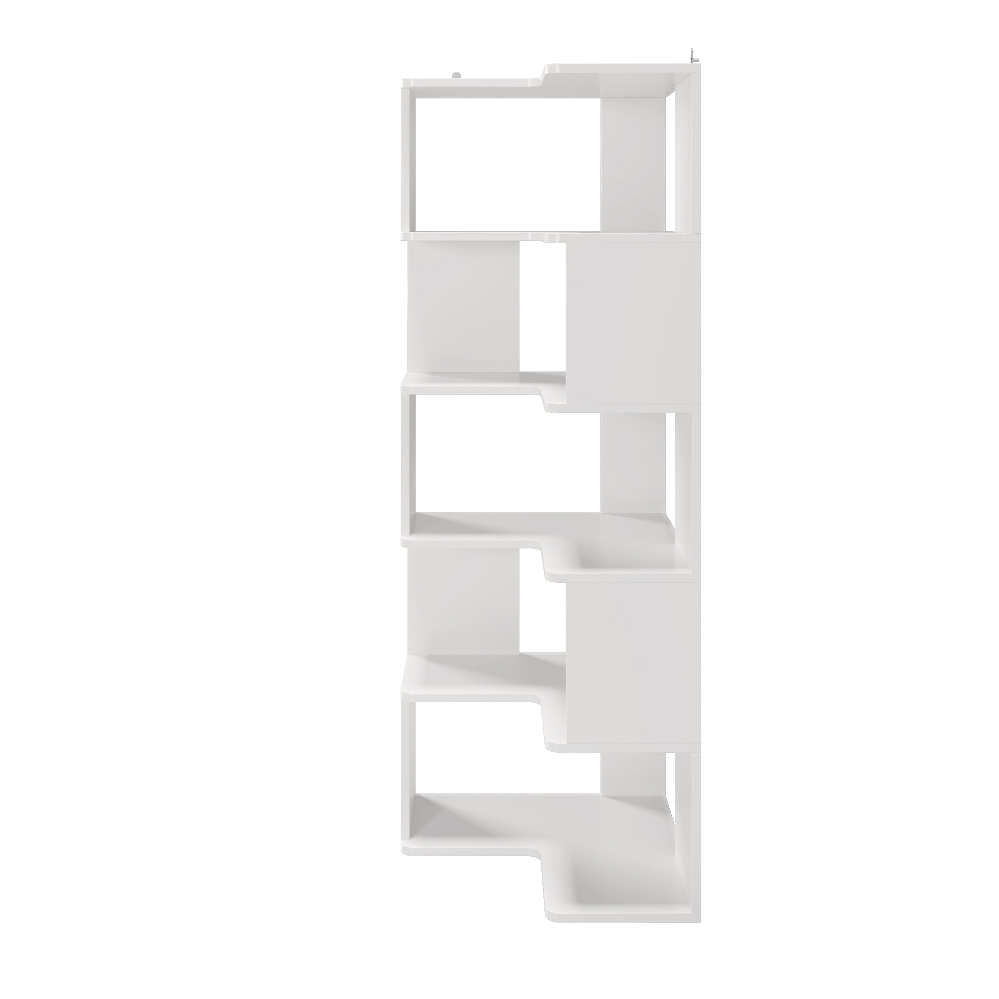 HAOYYE 5-Layer L-Shaped Corner Display Rack with Durable White Particle Board, Modern Space-Saving Storage Shelf for Home and Office, Stylish Multi-Tier Organizer Perfect for Living Room, Bedroom, Kitchen, and Workspace