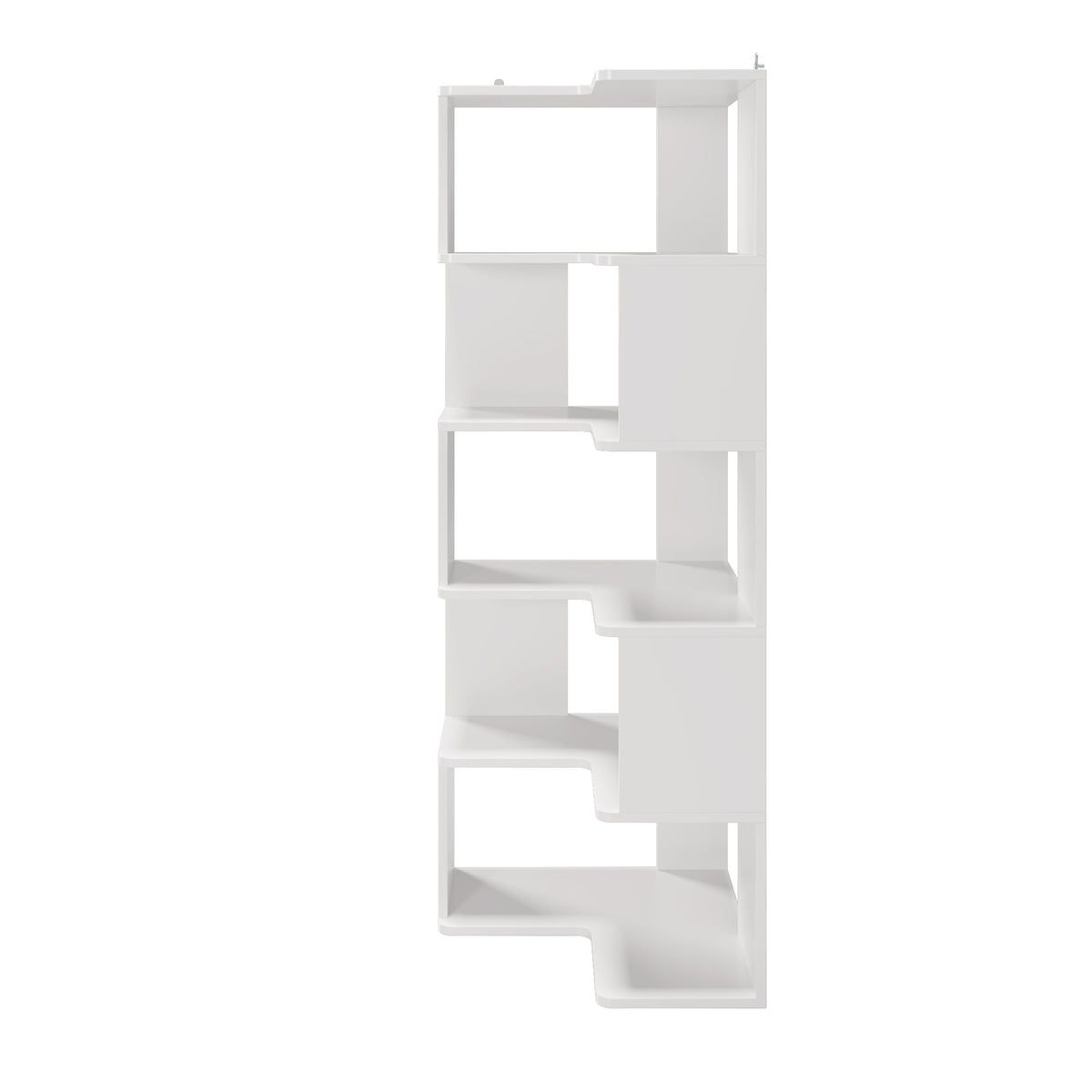 HAOYYE 5-Layer L-Shaped Corner Display Rack with Durable White Particle Board, Modern Space-Saving Storage Shelf for Home and Office, Stylish Multi-Tier Organizer Perfect for Living Room, Bedroom, Kitchen, and Workspace