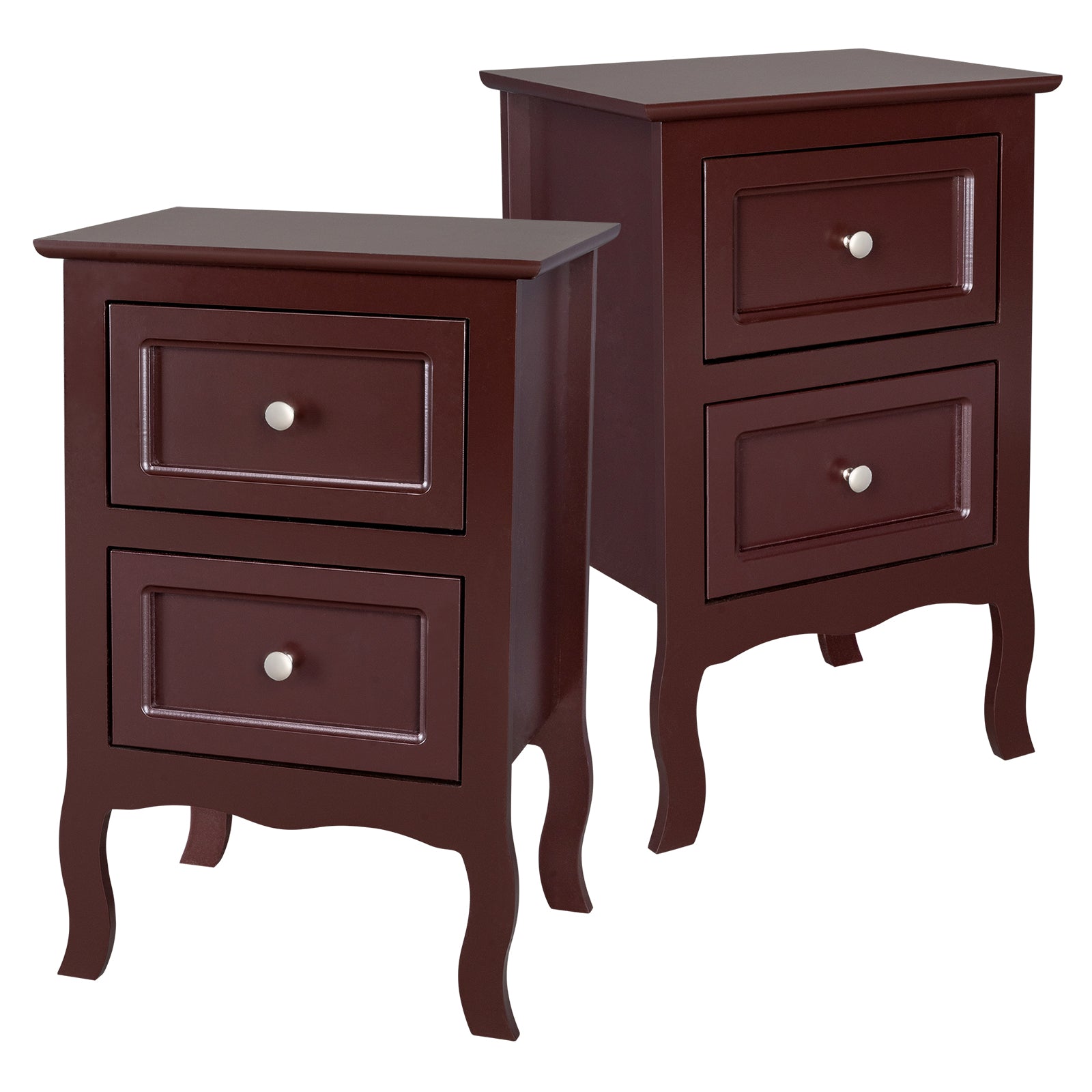 HAOYYE 2pcs Country Style Two-Tier Nightstands, Large Size Wooden Night Tables, Rustic End Tables with Storage Shelves, Bedroom Furniture Set, Ideal for Living Room, Bedroom, or Home Office, Vintage Chic, Easy Assembly