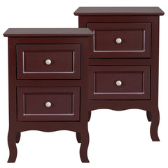 HAOYYE 2pcs Country Style Two-Tier Nightstands, Large Size Wooden Night Tables, Rustic End Tables with Storage Shelves, Bedroom Furniture Set, Ideal for Living Room, Bedroom, or Home Office, Vintage Chic, Easy Assembly
