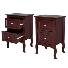 HAOYYE 2pcs Country Style Two-Tier Nightstands, Large Size Wooden Night Tables, Rustic End Tables with Storage Shelves, Bedroom Furniture Set, Ideal for Living Room, Bedroom, or Home Office, Vintage Chic, Easy Assembly