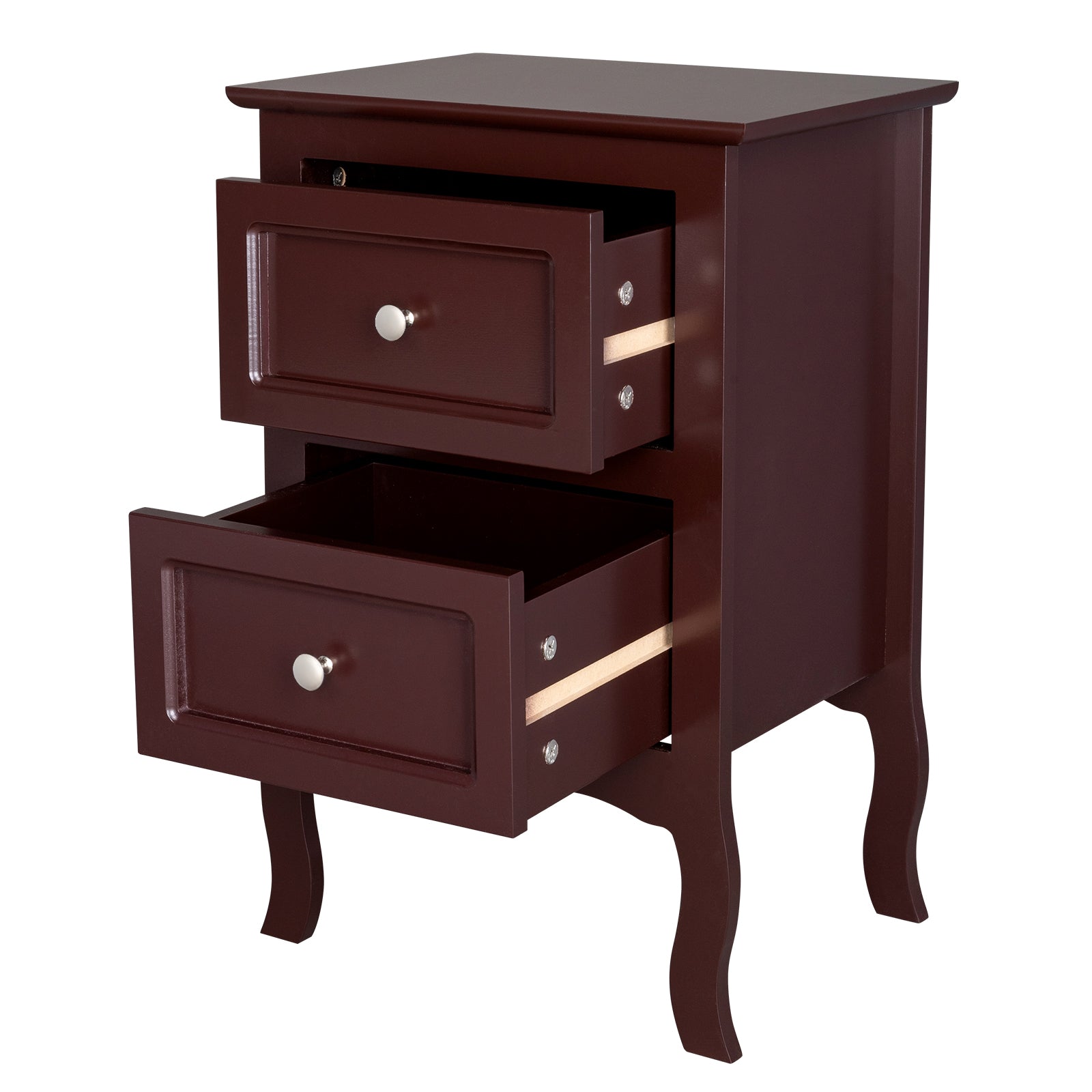 HAOYYE 2pcs Country Style Two-Tier Nightstands, Large Size Wooden Night Tables, Rustic End Tables with Storage Shelves, Bedroom Furniture Set, Ideal for Living Room, Bedroom, or Home Office, Vintage Chic, Easy Assembly