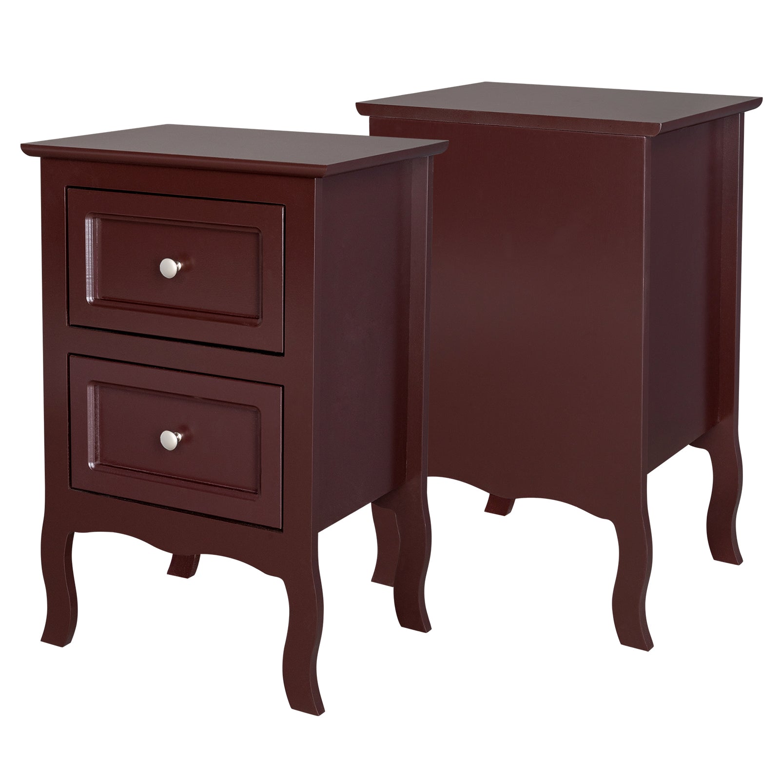HAOYYE 2pcs Country Style Two-Tier Nightstands, Large Size Wooden Night Tables, Rustic End Tables with Storage Shelves, Bedroom Furniture Set, Ideal for Living Room, Bedroom, or Home Office, Vintage Chic, Easy Assembly