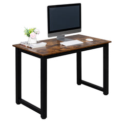 HAOYYE High Strength Wooden Computer Desk in Oak Finish Modern Writing Table with Storage Shelf for Home Office Workstation Sturdy Durable Design for Bedroom Study or Living Room
