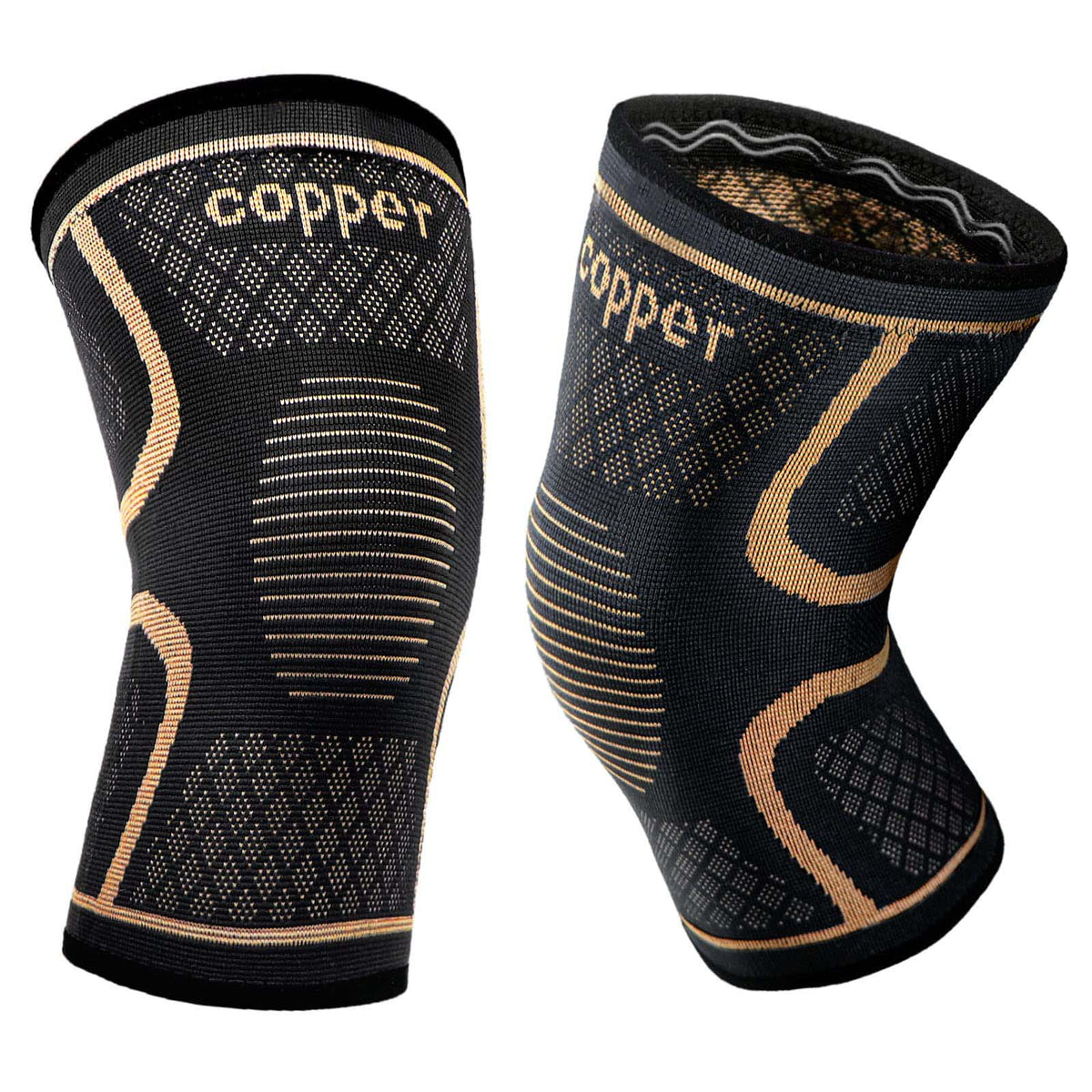 HAOYYE Copper Knee Compression Sleeves for Men and Women 1 Pair Knee Braces for Pain Relief Support for Meniscus Tear Arthritis Joint Pain Running Hiking Sports and Daily Workout