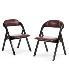 HAOYYE Set Of 2 Wooden Folding Chairs With Padded Seats Portable Simple Folding Chairs With Cushion For Guests Kitchen Office Wedding Party Picnic Black Frame With Walnut Cushion