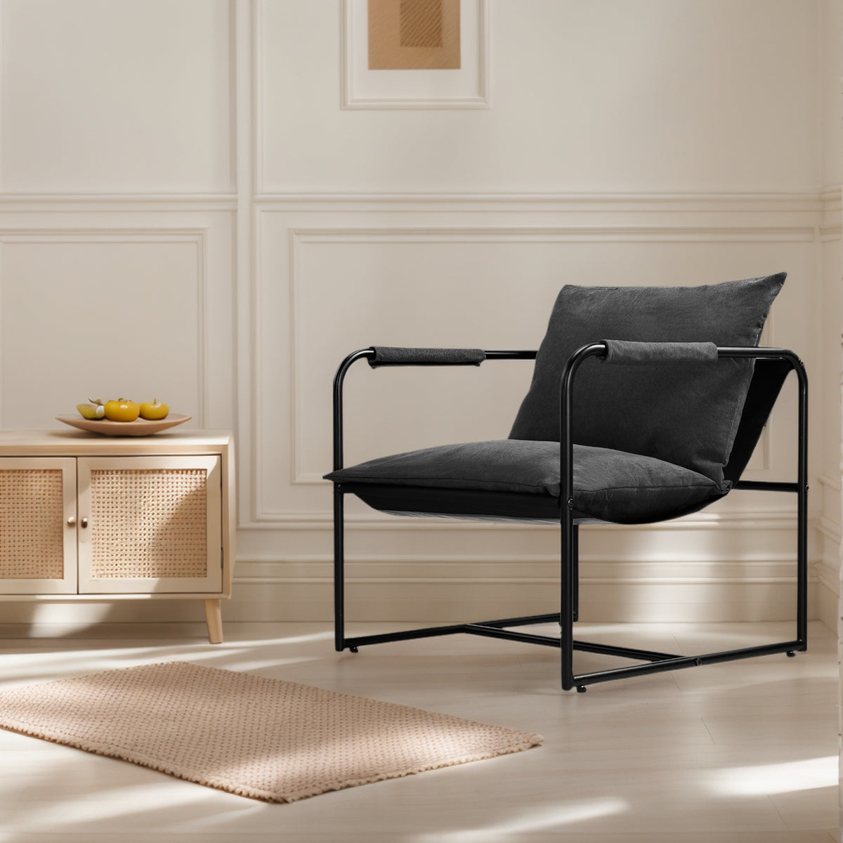 Haoyye Grey Cushion Sofa With Sturdy Iron Frame, Comfortable Oxford Cloth Upholstery, Modern Furniture Ideal For Living Room, Lounge, Or Office