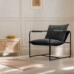 Haoyye Grey Cushion Sofa With Sturdy Iron Frame, Comfortable Oxford Cloth Upholstery, Modern Furniture Ideal For Living Room, Lounge, Or Office