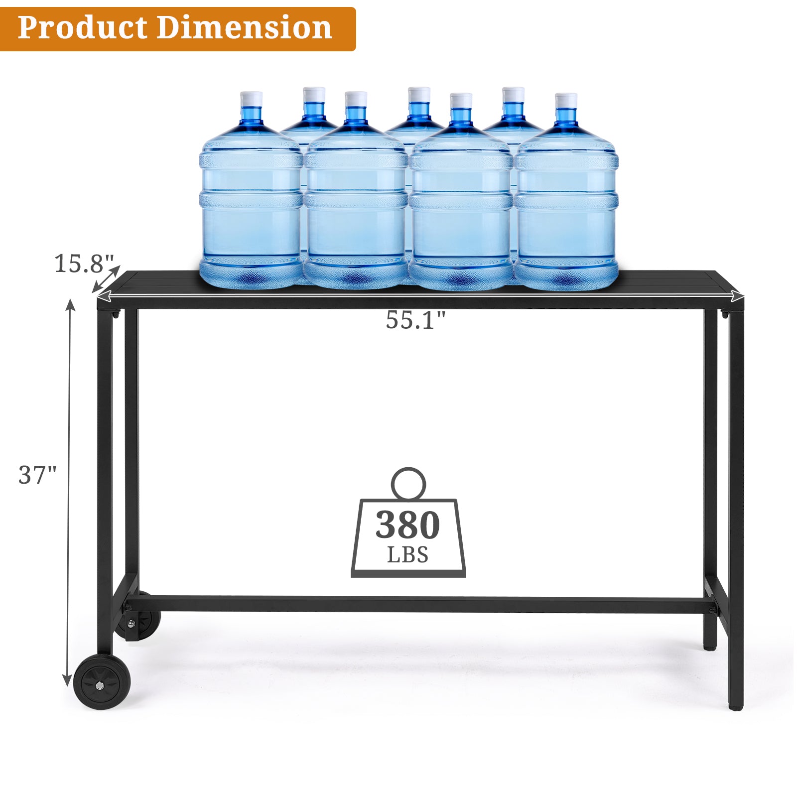 HAOYYE Outdoor Bar Table with Wheels, Rectangle Narrow Counter Height Table, Ideal for Balcony, Patio, Garden, Yard, or Poolside, Stylish and Functional Bar Height Table for Outdoor Entertaining