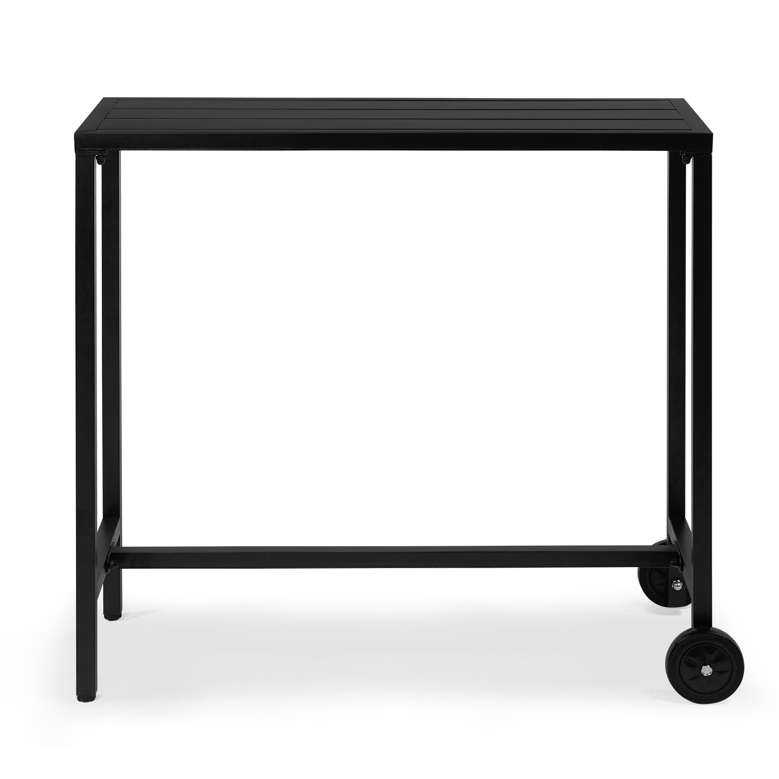 Haoyye Outdoor Bar Table With Wheels, Narrow Counter Height Rectangle Table, Perfect For Balcony, Patio, Garden, Yard, Or Poolside