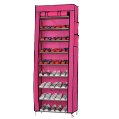 HAOYYE Fashionable Space-Saving Shoe Rack with 9 Lattices, Durable Non-Woven Fabric Storage Organizer, Rose Red Color, Premium Quality, Modern Design, Versatile Use, Stylish Look for Home Essentials and Organization