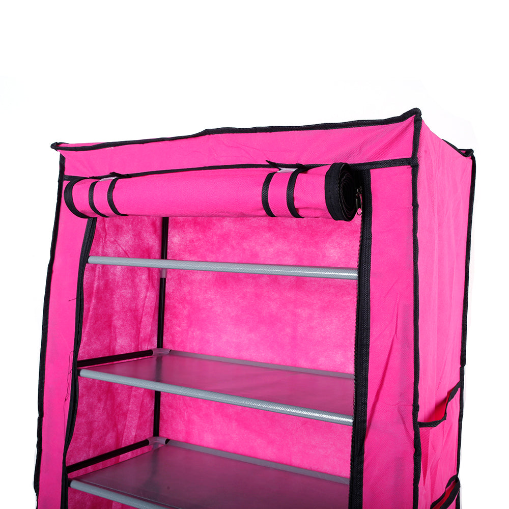 HAOYYE Fashionable Space-Saving Shoe Rack with 9 Lattices, Durable Non-Woven Fabric Storage Organizer, Rose Red Color, Premium Quality, Modern Design, Versatile Use, Stylish Look for Home Essentials and Organization
