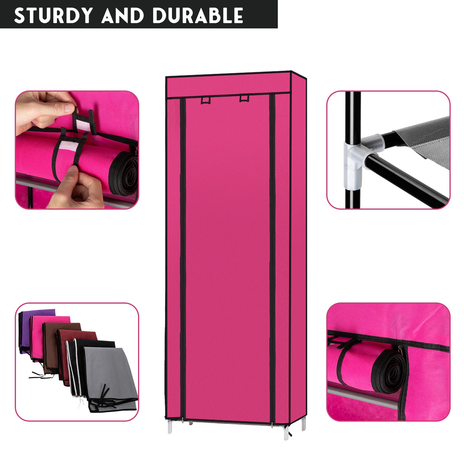 HAOYYE Fashionable Space-Saving Shoe Rack with 9 Lattices, Durable Non-Woven Fabric Storage Organizer, Rose Red Color, Premium Quality, Modern Design, Versatile Use, Stylish Look for Home Essentials and Organization
