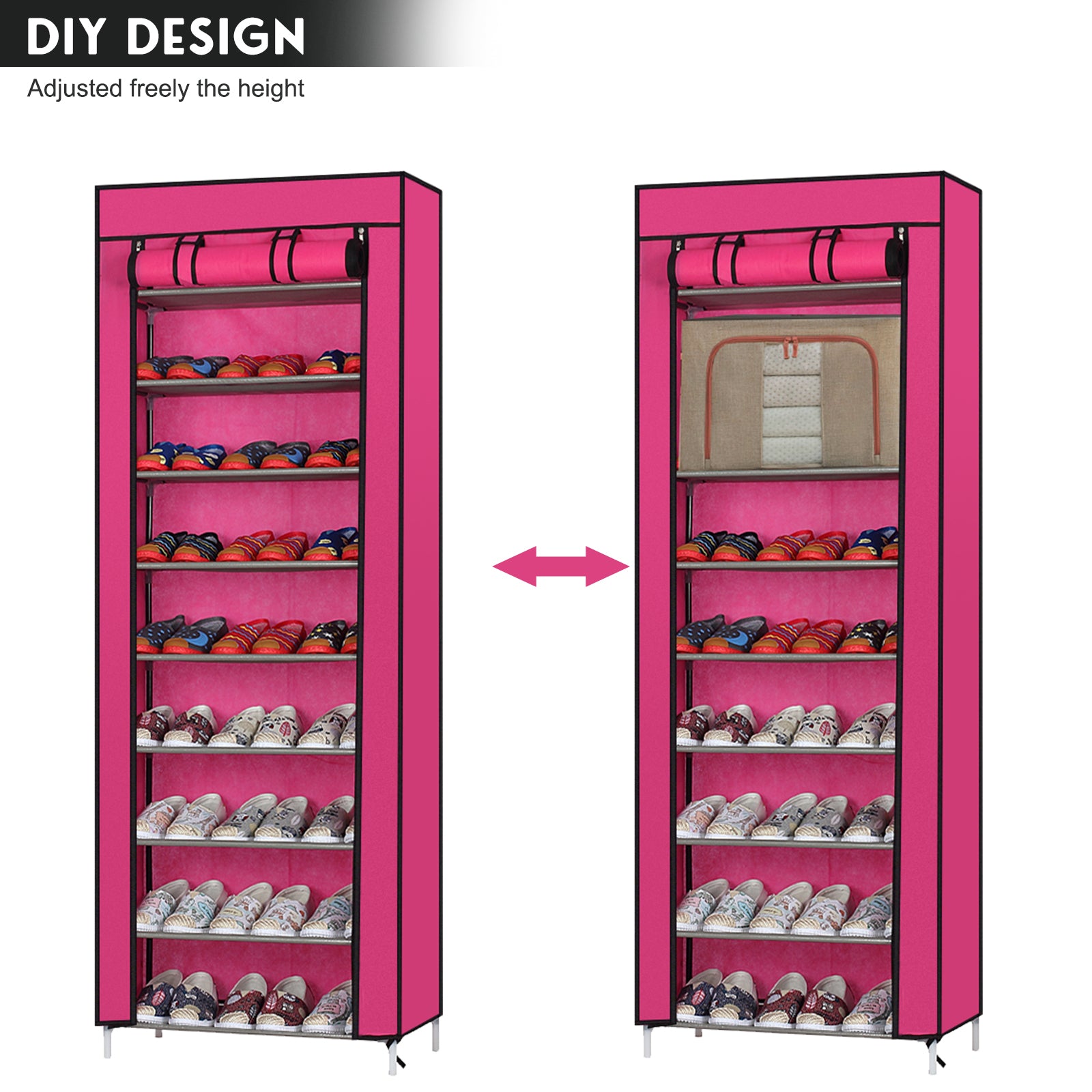 HAOYYE Fashionable Space-Saving Shoe Rack with 9 Lattices, Durable Non-Woven Fabric Storage Organizer, Rose Red Color, Premium Quality, Modern Design, Versatile Use, Stylish Look for Home Essentials and Organization