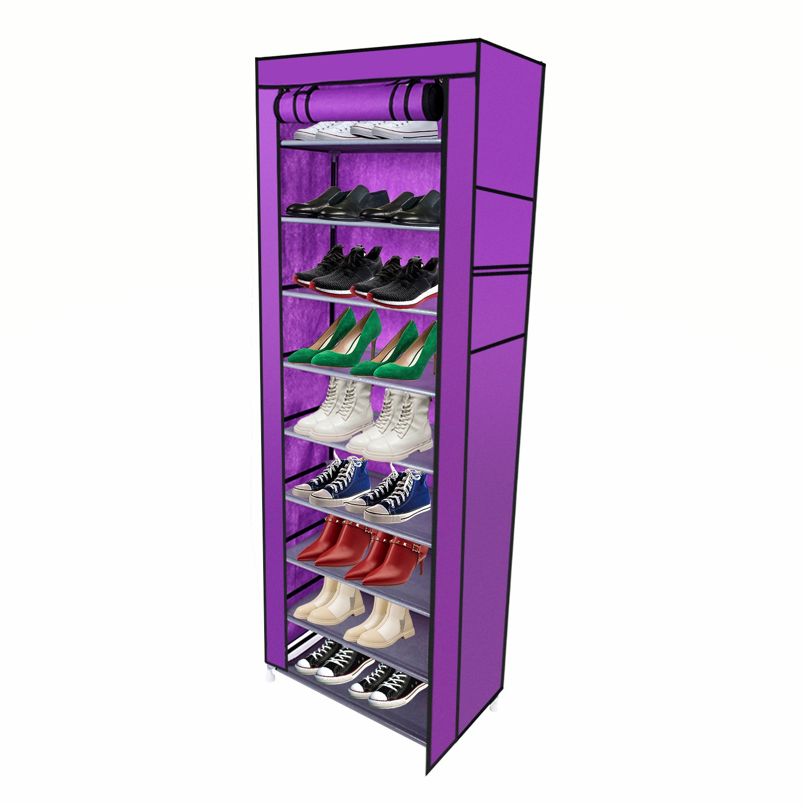 HAOYYE 9-Lattice Non-Woven Fabric Shoe Rack, Durable Space-Saving Organizer, Modern Design, Stylish Purple Finish, Versatile Storage Solution, Premium Quality, Ideal for Living Room, Bedroom, Closet, or Entryway Organization