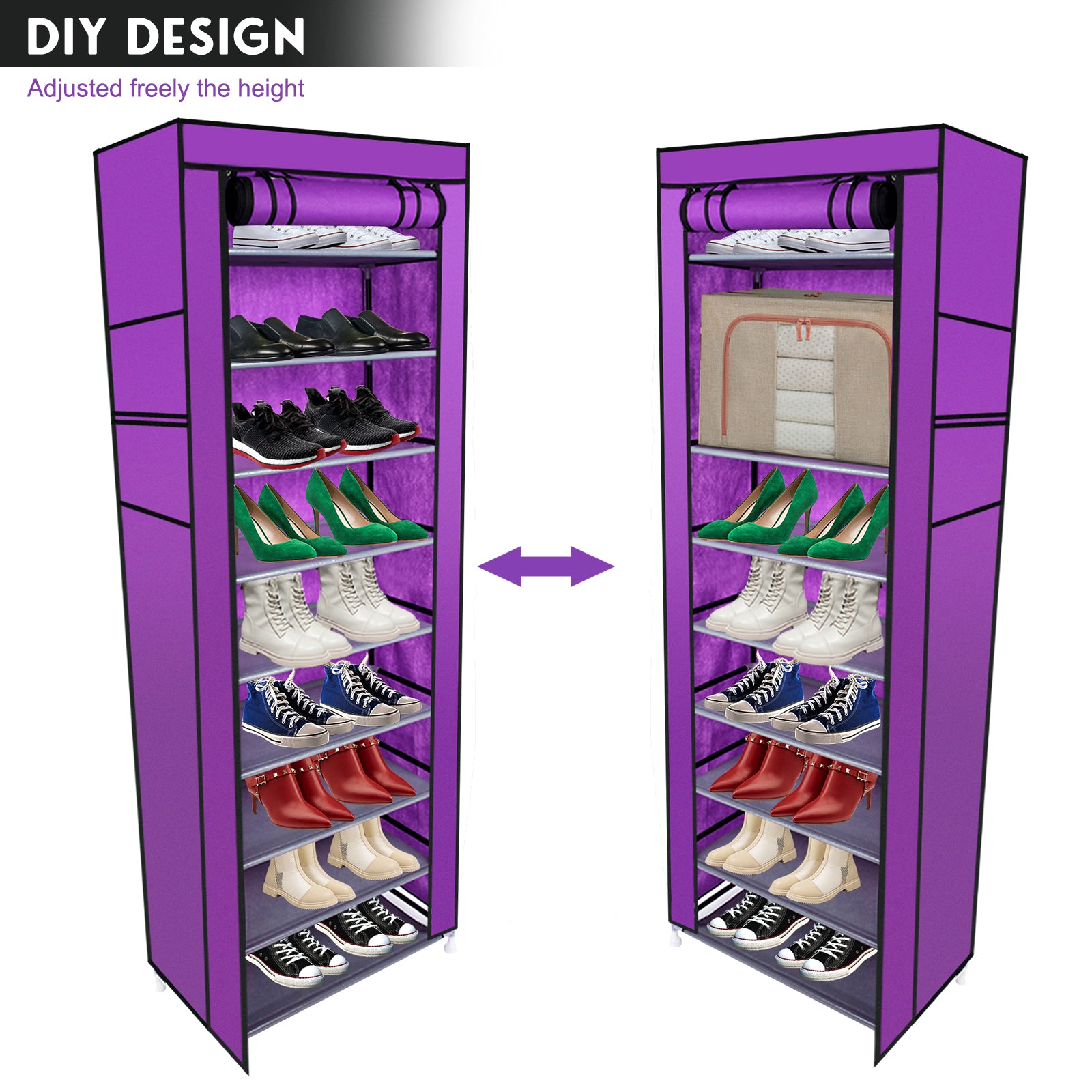 HAOYYE 9-Lattice Non-Woven Fabric Shoe Rack, Durable Space-Saving Organizer, Modern Design, Stylish Purple Finish, Versatile Storage Solution, Premium Quality, Ideal for Living Room, Bedroom, Closet, or Entryway Organization