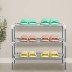 HAOYYE 3-Tier Non-Woven Fabric Shoe Rack, Space-Saving Shoe Organizer, Durable and Modern Design, Easy Assembly, Stylish Storage Solution for Living Room, Bedroom, or Entryway, Gray Finish, Ideal Home Essentials