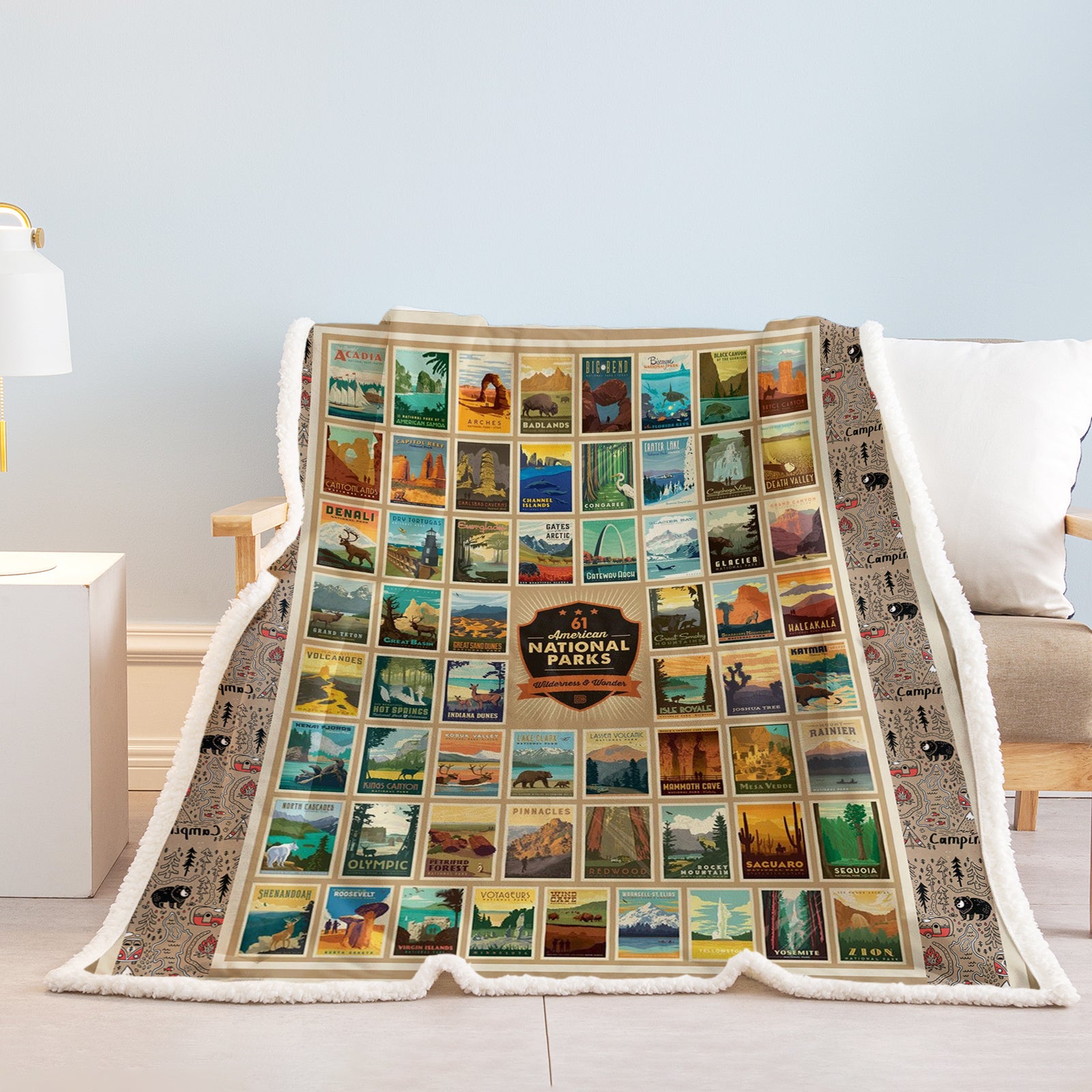 HAOYYE Geographic Atlas Sherpa Fleece Blanket, World Map Pattern, Soft and Cozy All-Season Flannel Fleece Home Décor, Luxurious and Comfortable Blanket for Bedroom Use