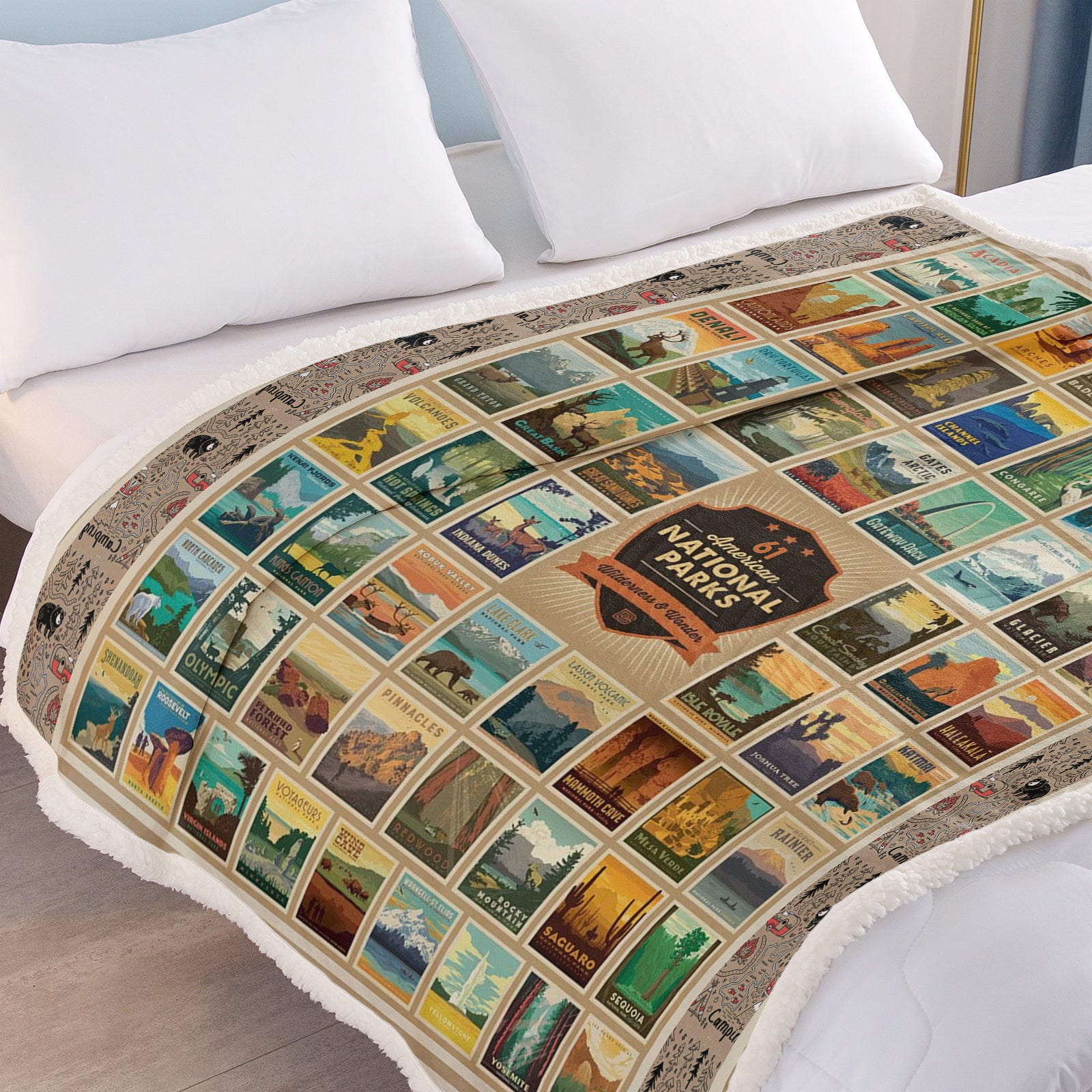 HAOYYE Geographic Atlas Sherpa Fleece Blanket, World Map Pattern, Soft and Cozy All-Season Flannel Fleece Home Décor, Luxurious and Comfortable Blanket for Bedroom Use