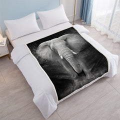 HAOYYE 3D Elephant Printed Sherpa Fleece Blanket, Soft Cozy Fuzzy Black Galaxy Elephant Throw for Couch, Sofa, and Bed, Luxuriously Comfortable Home Decor, Great Gifts for Women and Adults