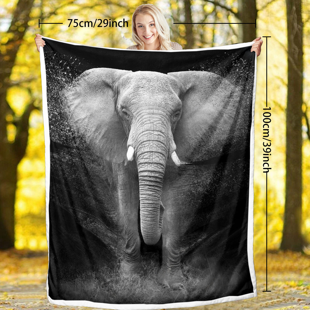 HAOYYE 3D Elephant Printed Sherpa Fleece Blanket, Soft Cozy Fuzzy Black Galaxy Elephant Throw for Couch, Sofa, and Bed, Luxuriously Comfortable Home Decor, Great Gifts for Women and Adults