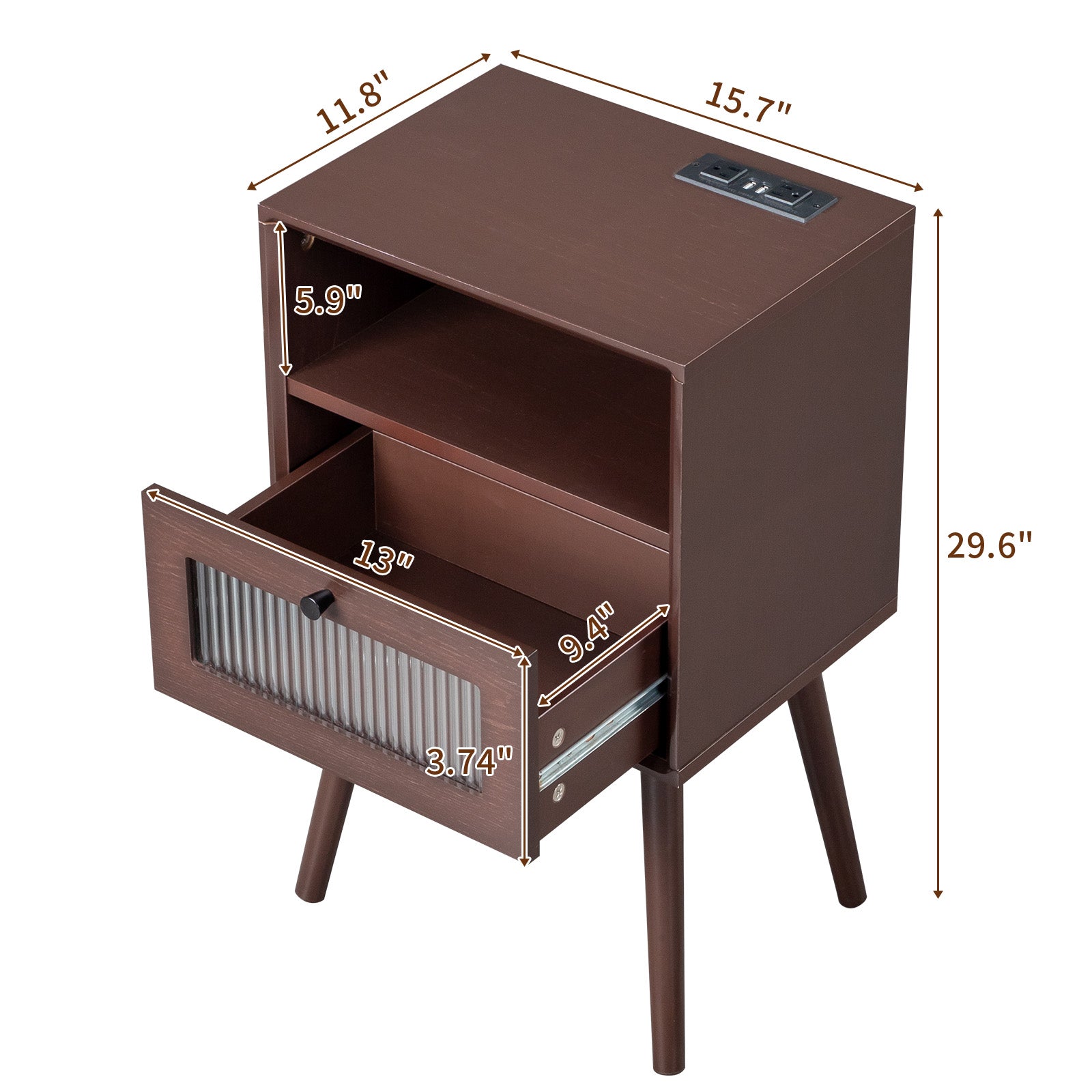 HAOYYE Solid Wood Nightstand End Side Table with 1 Drawer for Living Room, Bedroom, Durable Multi-Functional Organizer, Stylish Rustic Design, Pine Frame, Sturdy Space-Saving Storage Solution, Modern Home Decor, Decorative and Practical