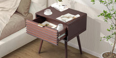 HAOYYE Wood Nightstand Side Table With Drawer Rustic Durable Space-Saving Stylish Storage Solution Modern Home Organizer for Living Room Bedroom.