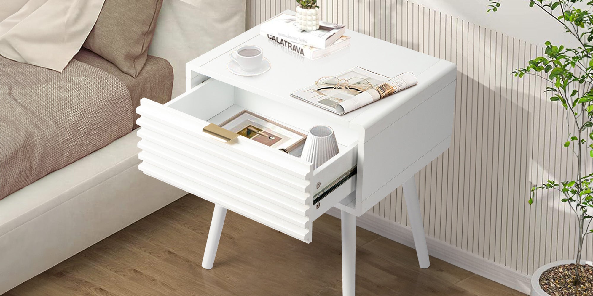 HAOYYE Wood Nightstand End Side Table with 1 Drawer Durable Design Sturdy Multifunctional Modern Storage Solution Space-Saving Organizer Stylish and Practical for Bedroom or Living Room